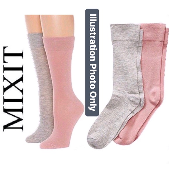 3/$15 MIXIT Crew Socks 1 PAIR Tri Color Blue Shoe Size 4-10 Women’s - Picture 7 of 15